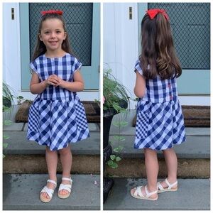 NWT - French Connection girls 6X blue gingham plaid dress